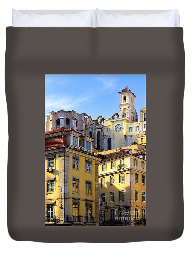 Ancient Duvet Cover featuring the photograph Lisbon Buildings by Carlos Caetano