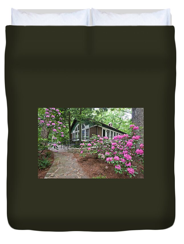 Church Duvet Cover featuring the photograph Little Brown Church in Spring by Tom and Pat Cory