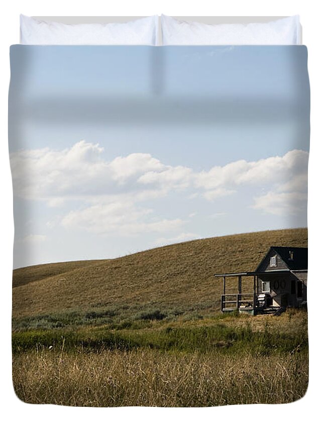Farmhouse Duvet Cover featuring the photograph Little House on the Plains by Lorraine Devon Wilke