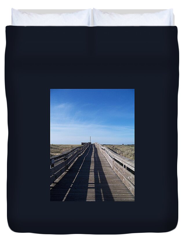 Beach Duvet Cover featuring the photograph Long Beach Boardwalk by Peter Mooyman