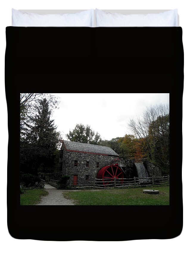 Longfellow Duvet Cover featuring the photograph Longfellow Grist Mill x17 by Kim Galluzzo