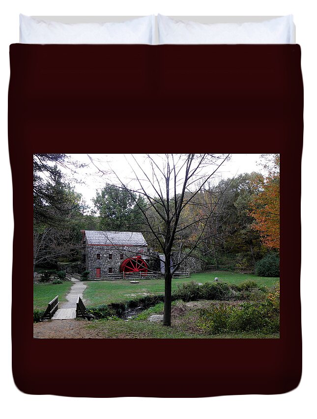 Longfellow Duvet Cover featuring the photograph Longfellow Grist Mill x20 by Kim Galluzzo