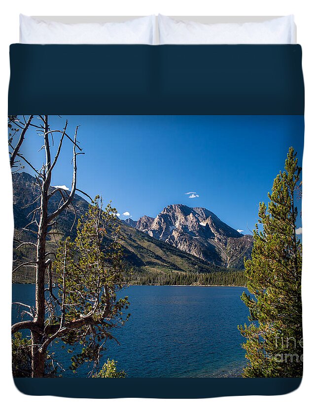 Lake Duvet Cover featuring the photograph Looking Across Jenny Lake by Robert Bales