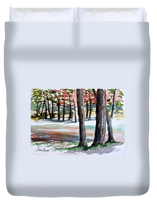 Lost Duvet Cover featuring the painting Lost Maples by Frank SantAgata