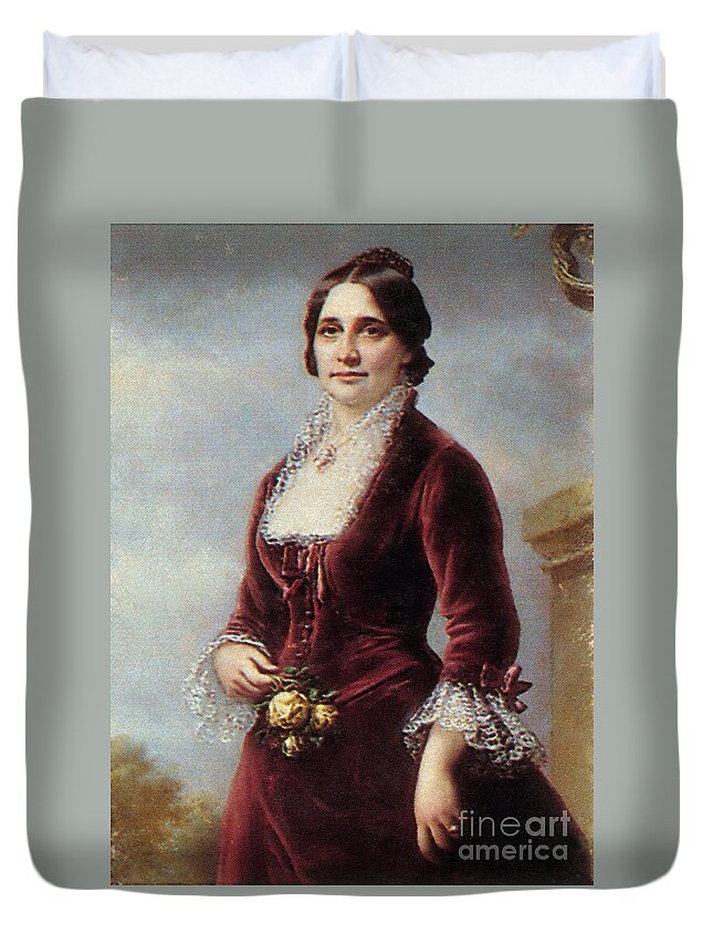 Painting Duvet Cover featuring the photograph Lucy Hayes by Photo Researchers