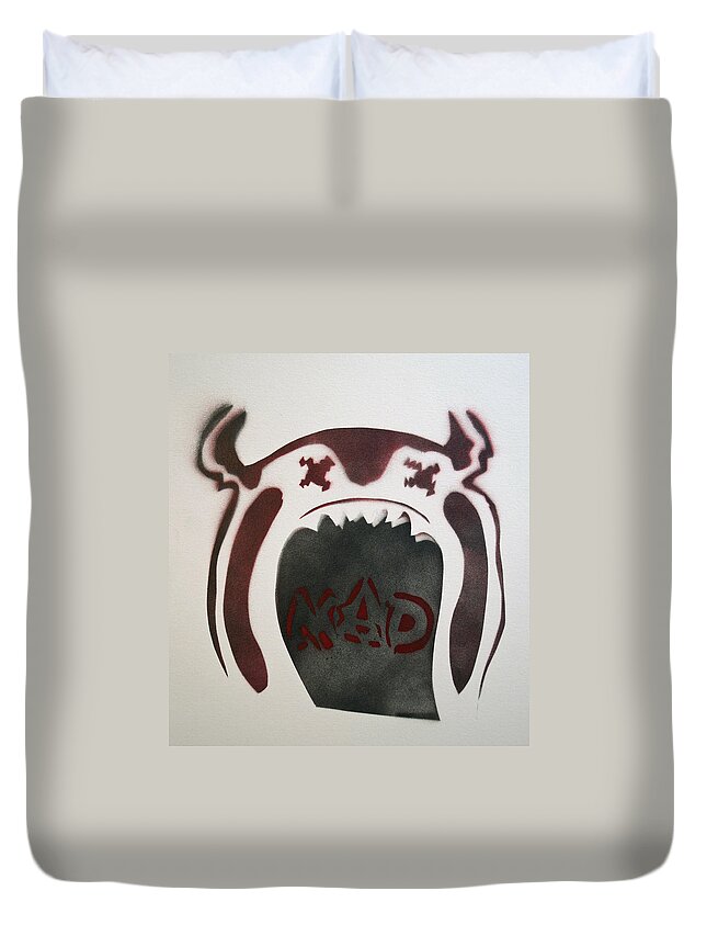 Tillie Of Asbury Park Duvet Cover featuring the painting Mad O Rama Dark Red by Patricia Arroyo