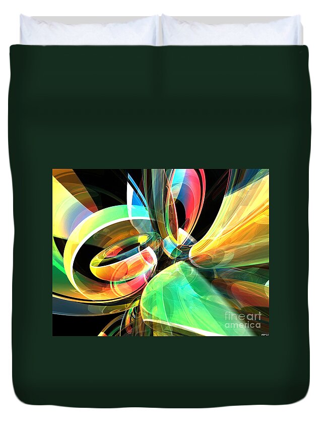 Abstract Duvet Cover featuring the digital art Magic Rings by Phil Perkins