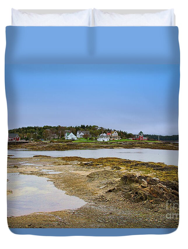 Maine Duvet Cover featuring the photograph Maine Village by Sue Karski
