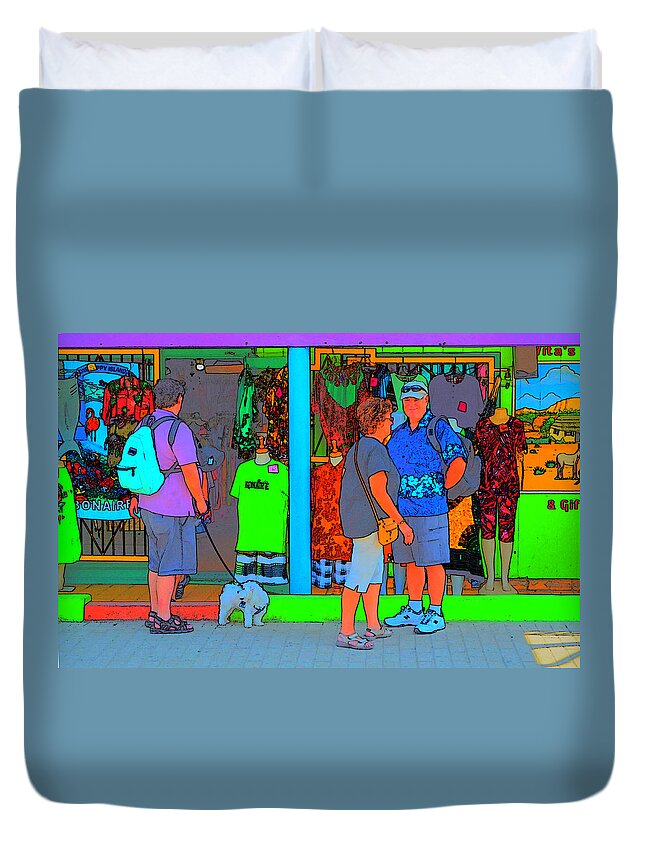 Tropical Duvet Cover featuring the photograph Man With Dog by Richard Ortolano