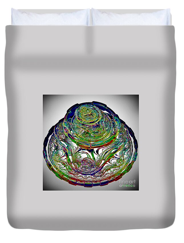 Abstract Duvet Cover featuring the digital art Manic Maze by Leslie Revels