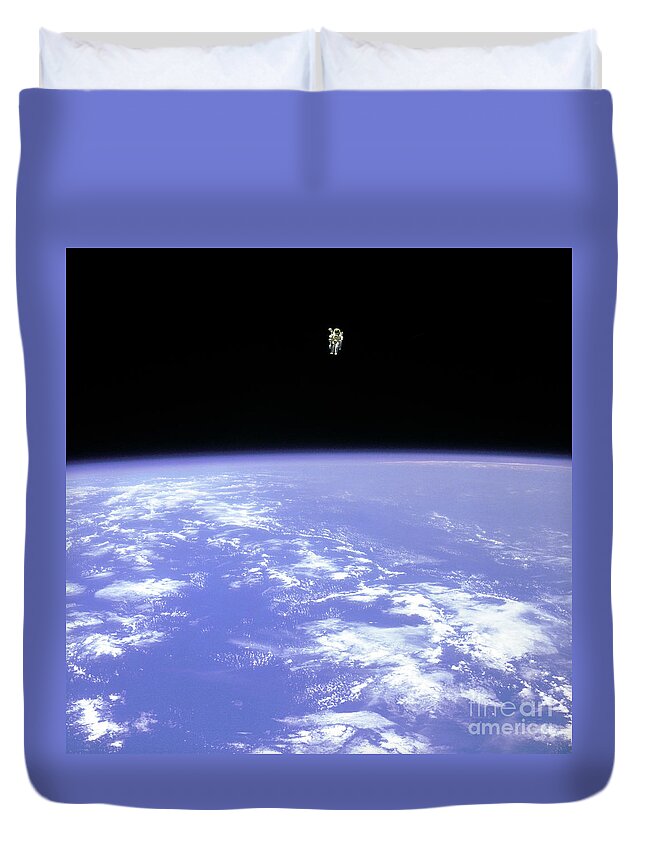 Sts-41b Duvet Cover featuring the photograph Manned Manuevering Unit by Nasa