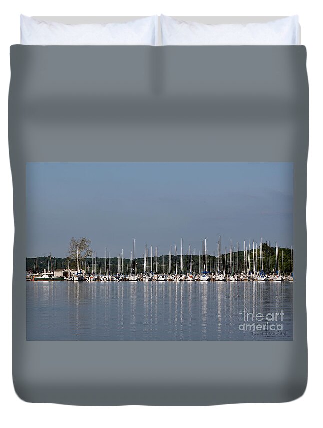 Seascape Duvet Cover featuring the photograph Marina by Todd Blanchard