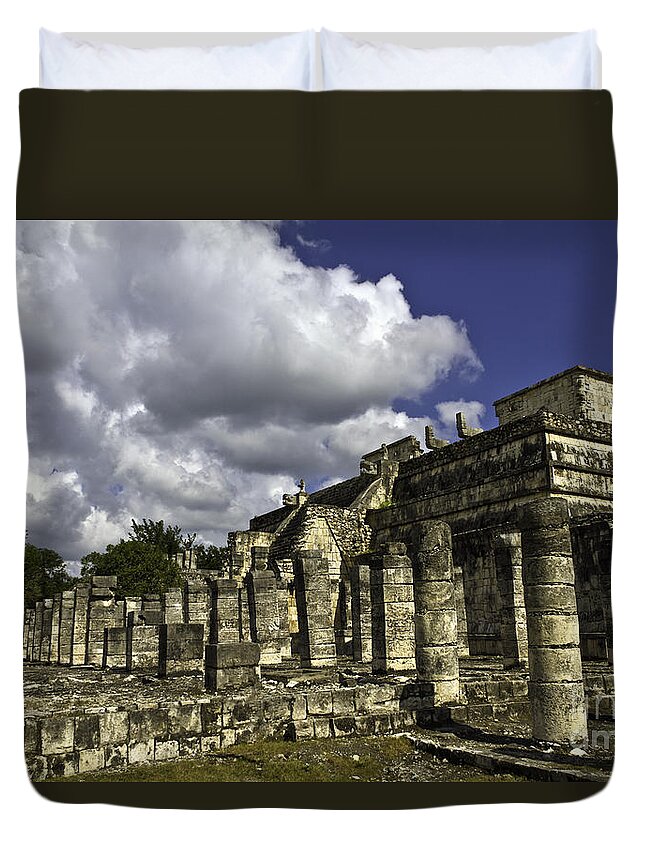 Chichen Itza Duvet Cover featuring the photograph Mayan Colonnade by Ken Frischkorn