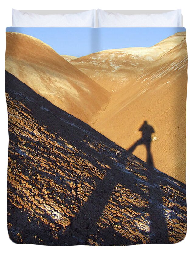 Shadow Duvet Cover featuring the photograph Me and My Shadow - Utah by Mike McGlothlen