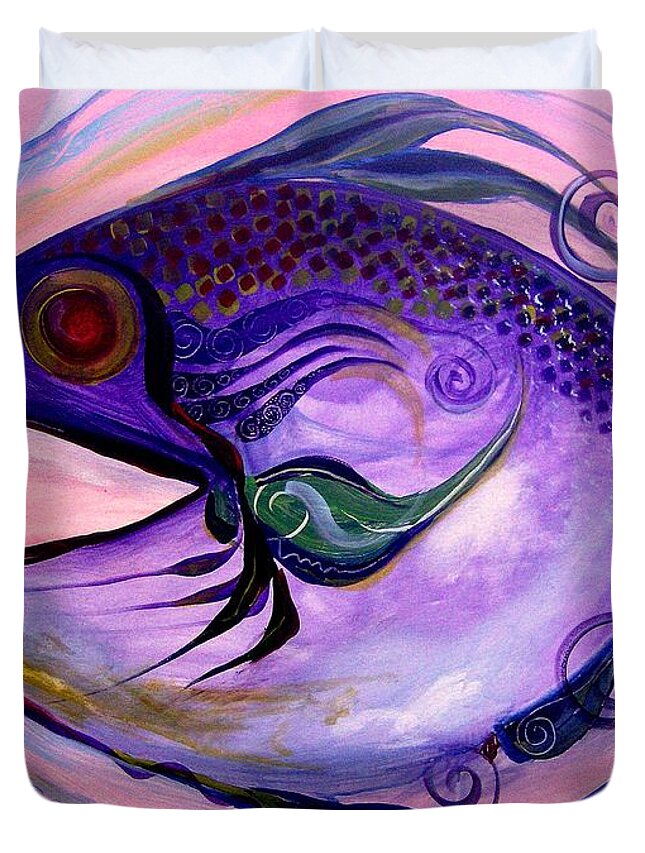 Fish Duvet Cover featuring the painting Melanie Fish One by J Vincent Scarpace
