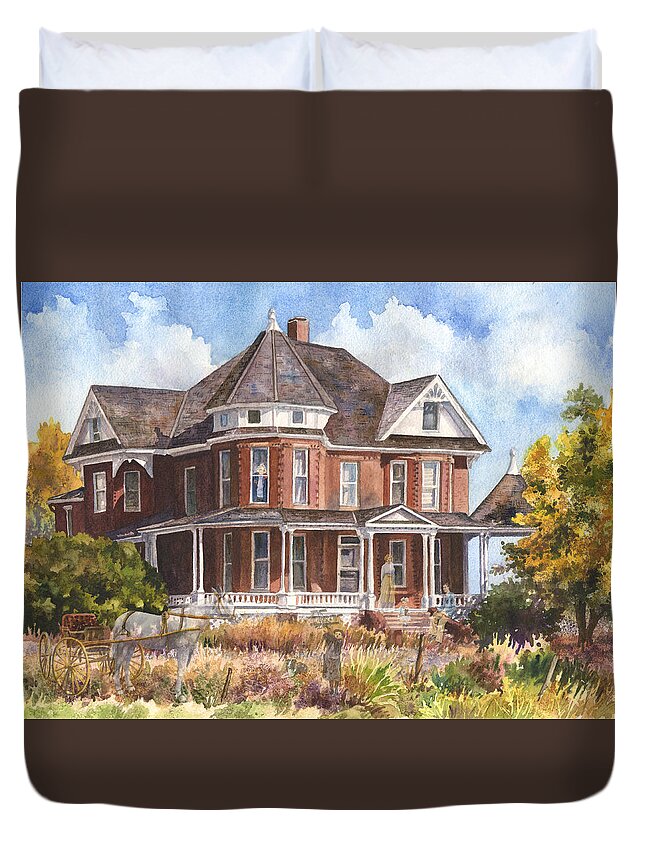 Victorian House Duvet Cover featuring the painting Memories by Anne Gifford