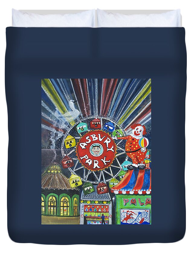 Asbury Park Duvet Cover featuring the painting Memories of Asbury Park by Patricia Arroyo