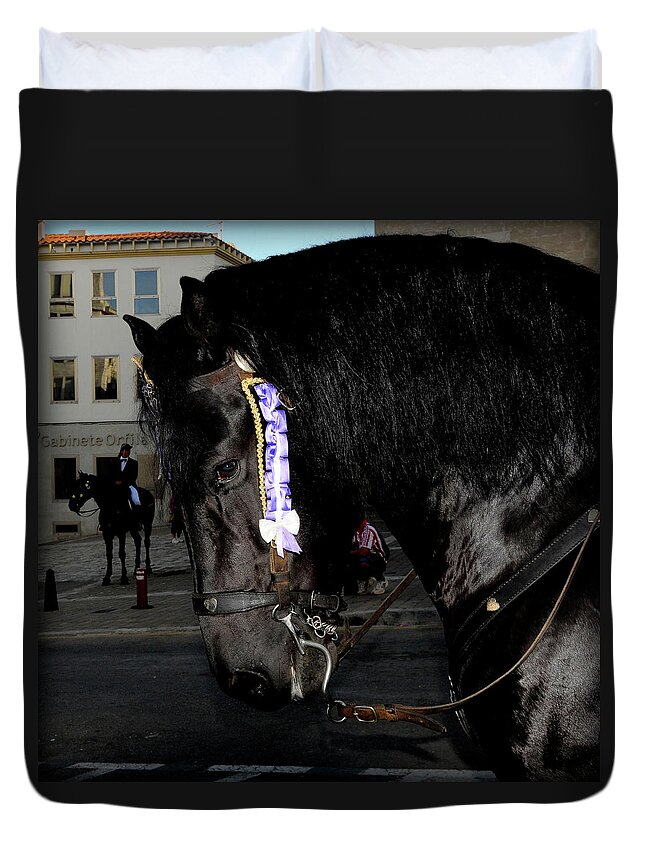 Horse Duvet Cover featuring the photograph Menorca Horse 2 by Pedro Cardona Llambias