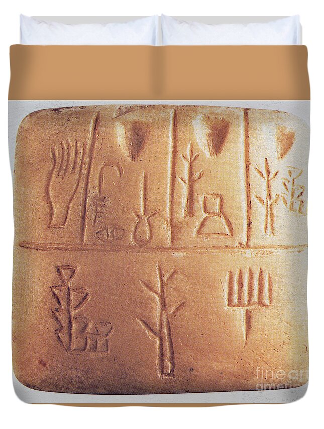 People Duvet Cover featuring the photograph Mesopotamian Accounting Document by Science Source
