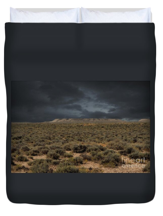  Duvet Cover featuring the photograph Midnight on the Pairie in Wyoming by Donna Greene