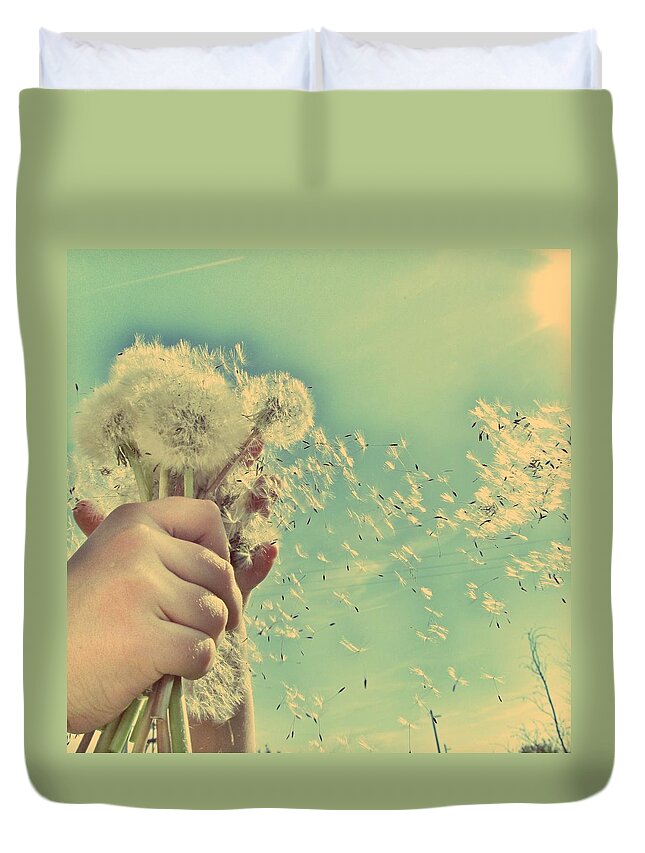 Dandelion Duvet Cover featuring the photograph Millions of Wishes... by Marianna Mills