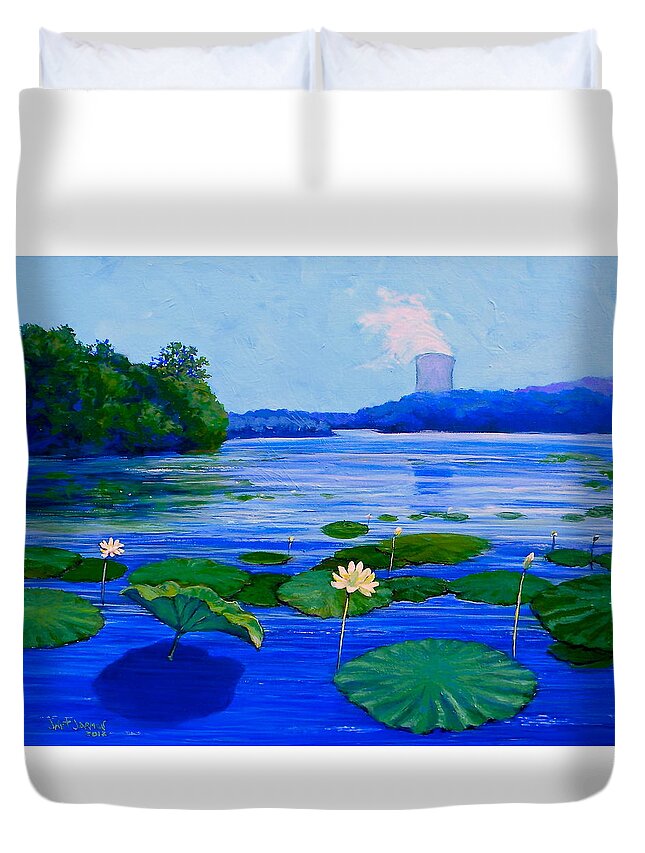 Waterlilies Duvet Cover featuring the painting Modern Mississippi Landscape by Jeanette Jarmon