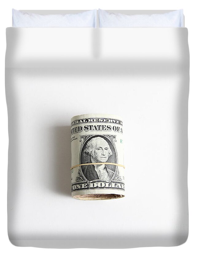 Still Life Duvet Cover featuring the photograph Money by Photo Researchers
