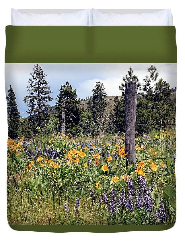 Wild Flowers Duvet Cover featuring the photograph Montana Wildflowers by Athena Mckinzie