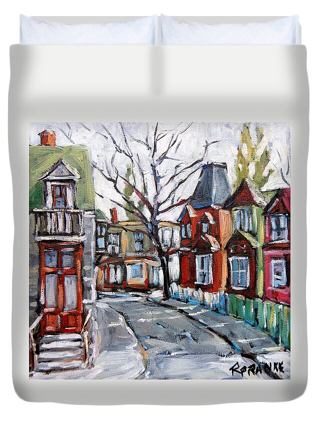 Art Duvet Cover featuring the painting Montreal Scene 04 by Prankearts by Richard T Pranke