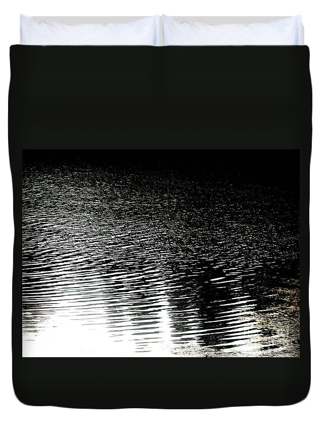 Black Canvas Prints Duvet Cover featuring the photograph Moonlight sparkle by Pauli Hyvonen