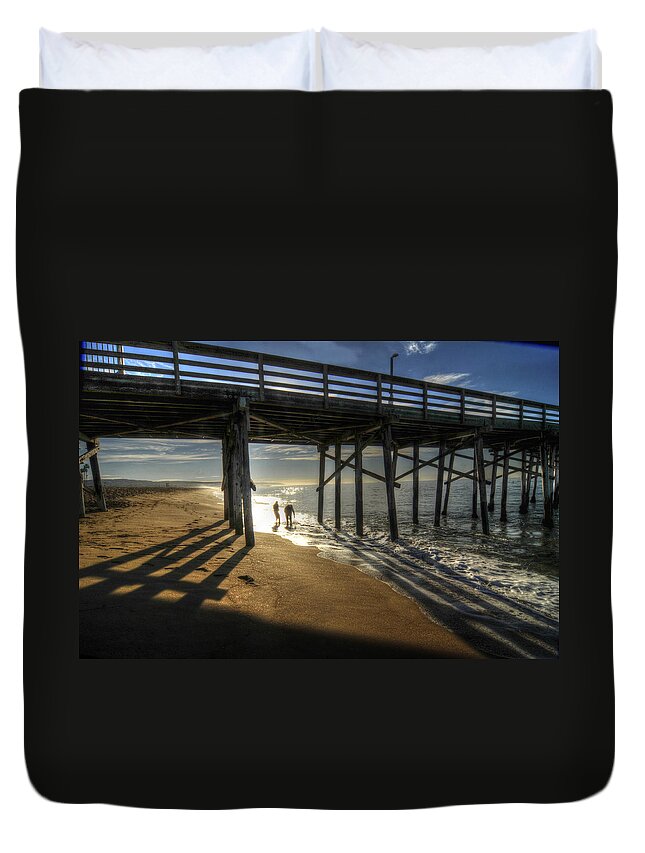 Balboa Pier Duvet Cover featuring the photograph Morning Trestle by Richard Omura