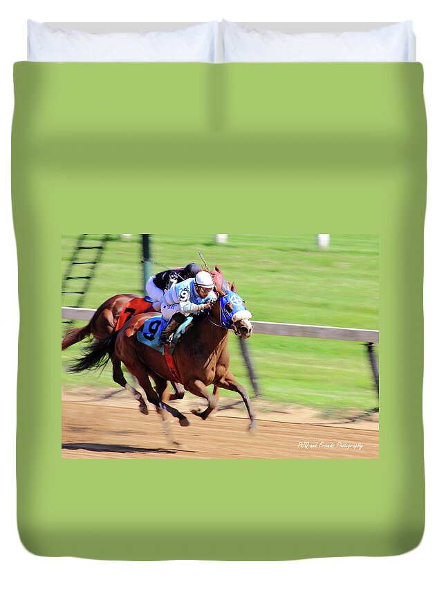 Thorougbred Race Horse Duvet Cover featuring the photograph 'My Gal Sunday' on Wednesday by PJQandFriends Photography