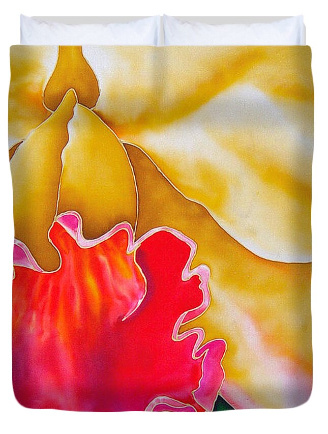 Jean-baptiste Design Duvet Cover featuring the painting Nancy Smith Orchid by Daniel Jean-Baptiste