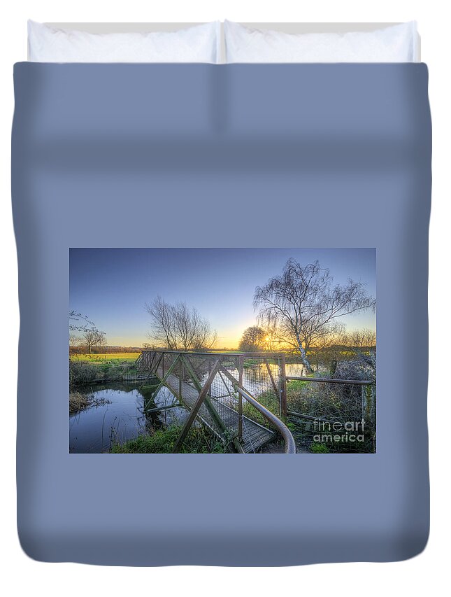 Landscape Duvet Cover featuring the photograph Narrow Iron Bridge by Yhun Suarez