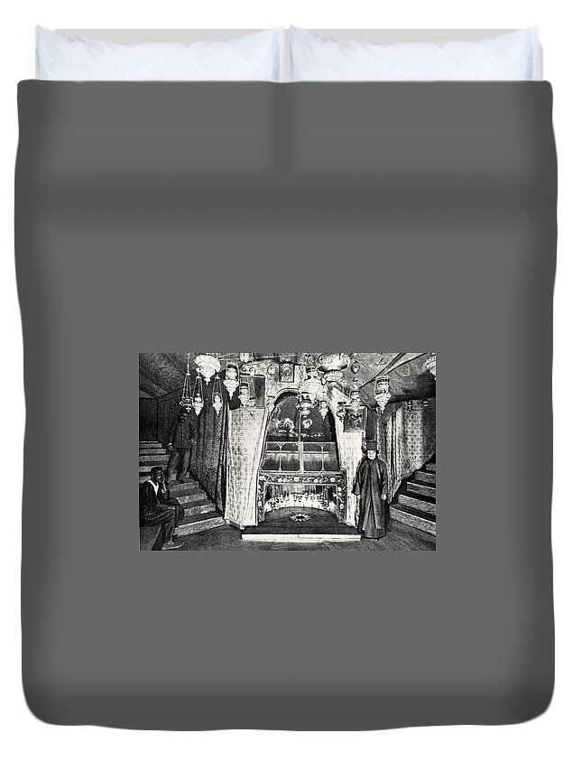 Bethlehem Duvet Cover featuring the photograph Nativity Grotto in 18th Century by Munir Alawi