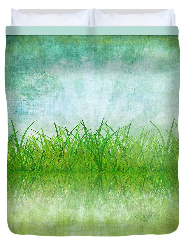 Abstract Duvet Cover featuring the photograph Nature And Grass On Paper by Setsiri Silapasuwanchai