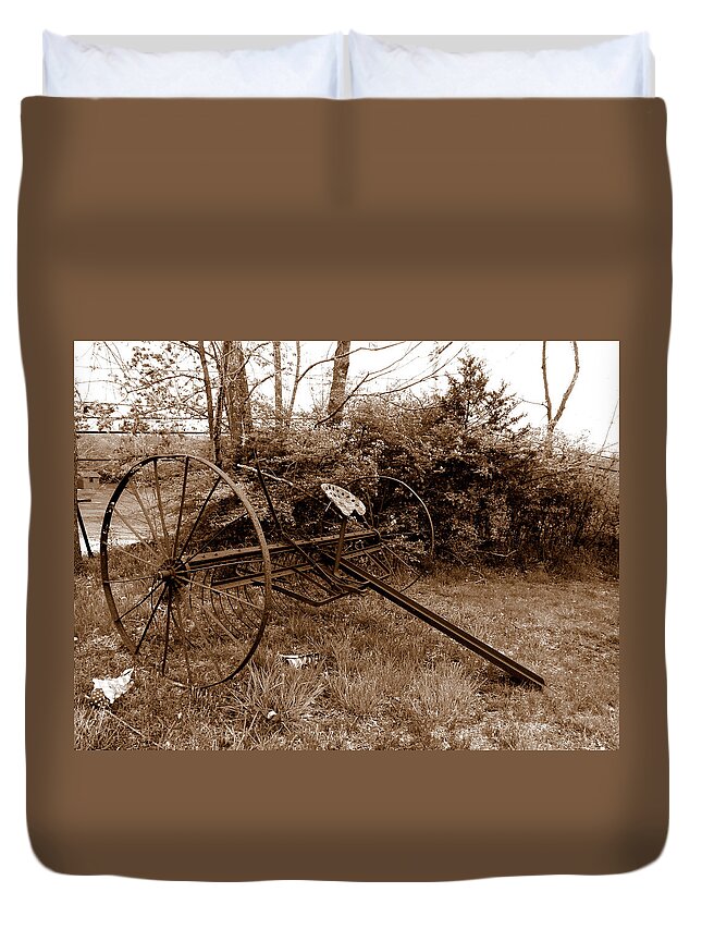 Old Farm Equipment Duvet Cover featuring the photograph New Englands Garden History by Kim Galluzzo Wozniak