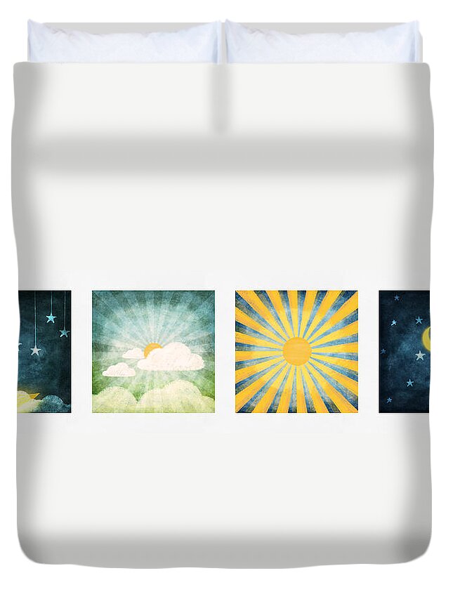 Day Duvet Cover featuring the painting Night And Day by Setsiri Silapasuwanchai