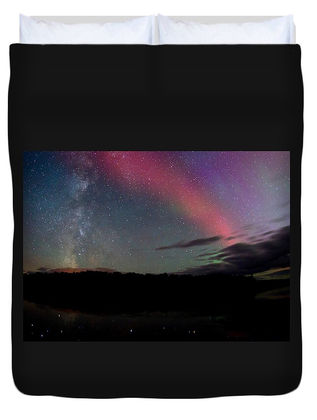 Northern Lights And The Milky Way Duvet Cover For Sale By Cale Best