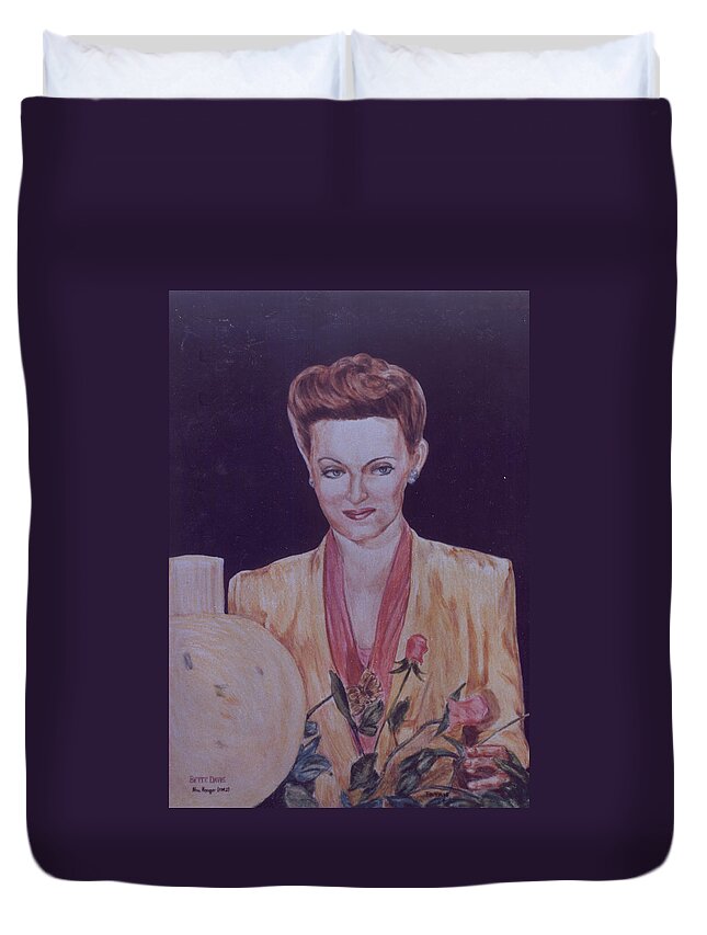 Bette Davis Duvet Cover featuring the drawing Now Voyager by Bryan Bustard