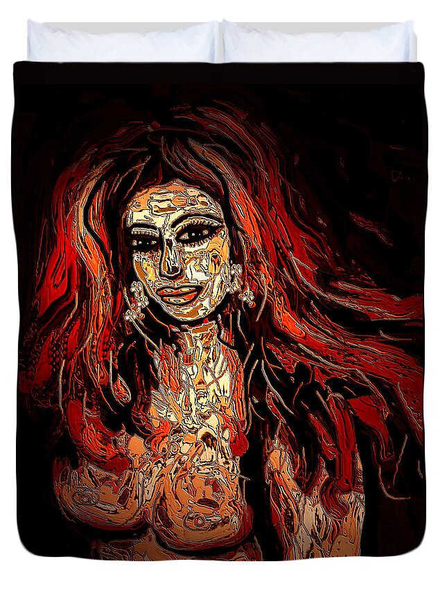 Nude Duvet Cover featuring the mixed media Nude by Natalie Holland