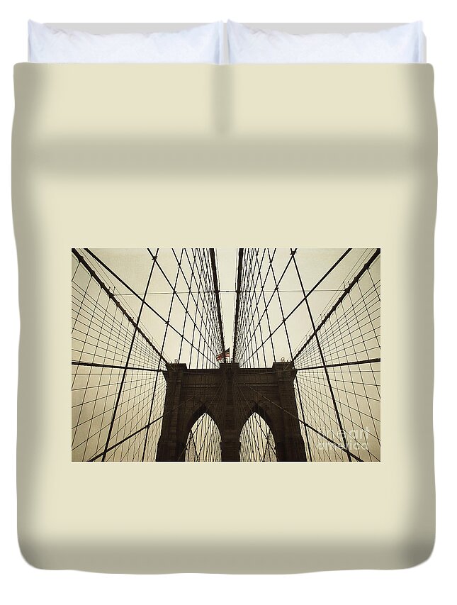 Ny Duvet Cover featuring the photograph NYC- brooklyn brige by Hannes Cmarits