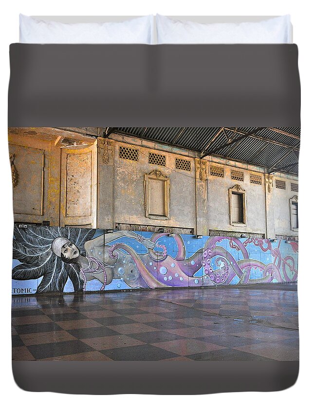 Asbury Park Duvet Cover featuring the photograph Octo-Mermaid by Catherine Conroy