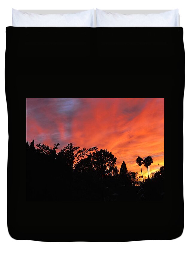 Sunset Duvet Cover featuring the photograph October Sunset 10 by Helaine Cummins