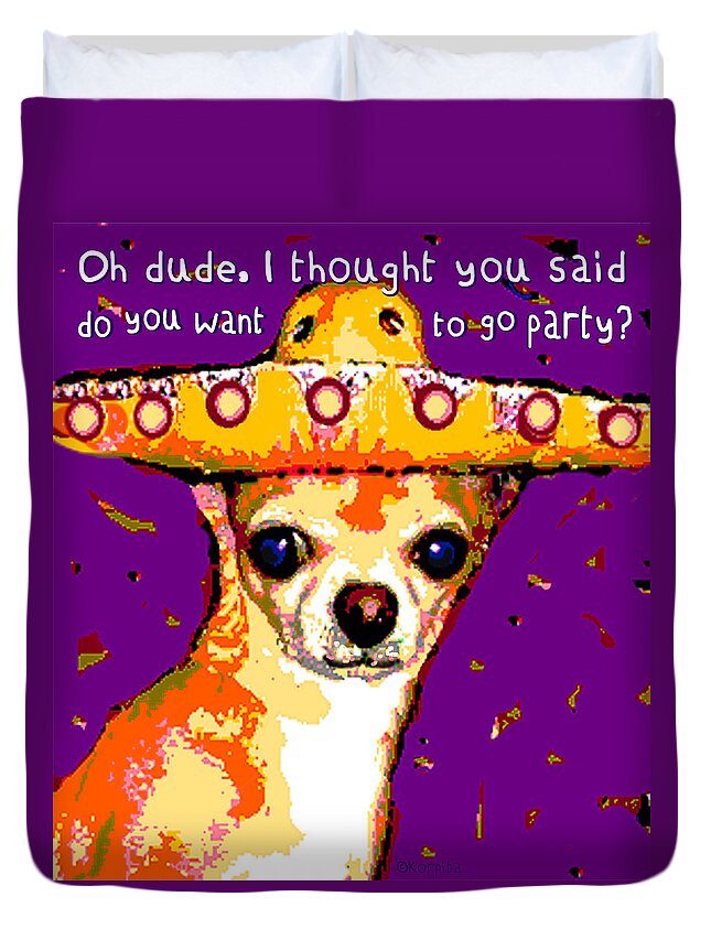 Party Chihuahua Duvet Cover For Sale By Rebecca Korpita