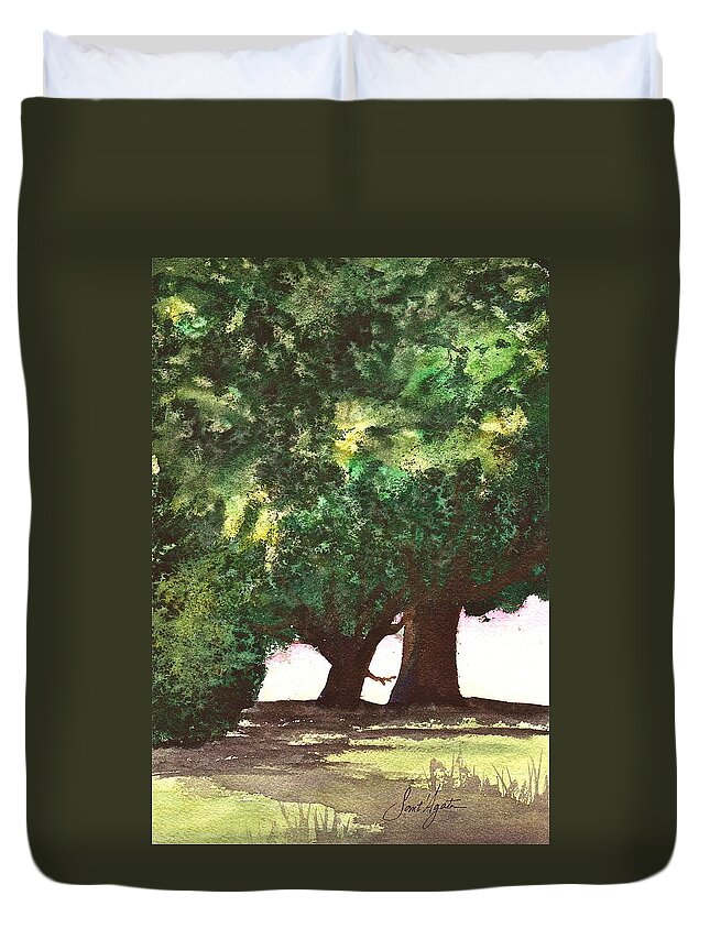 Trees Duvet Cover featuring the painting Old Shade by Frank SantAgata