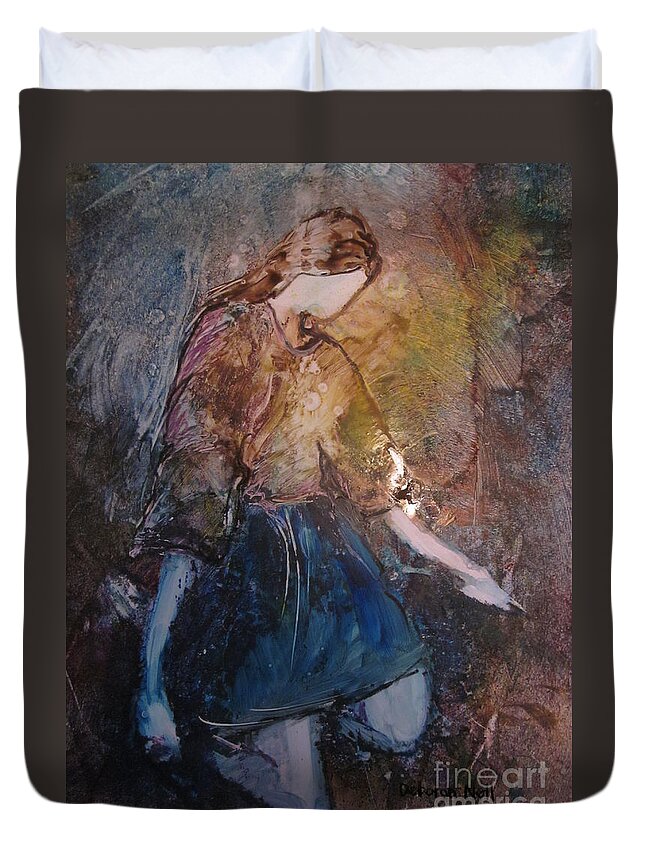 Woman Duvet Cover featuring the painting Amazing Grace by Deborah Nell