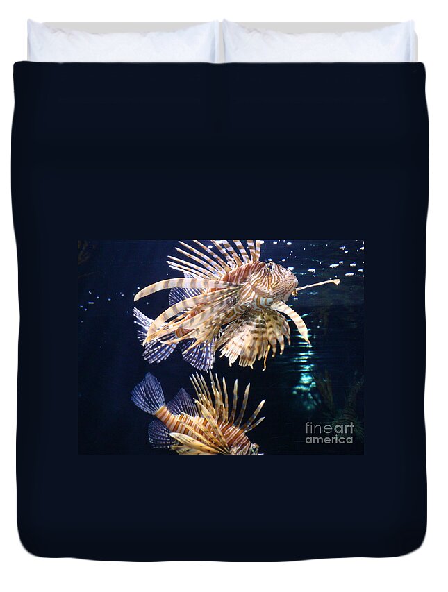 Lionfish Duvet Cover featuring the photograph On the Prowl by Vonda Lawson-Rosa