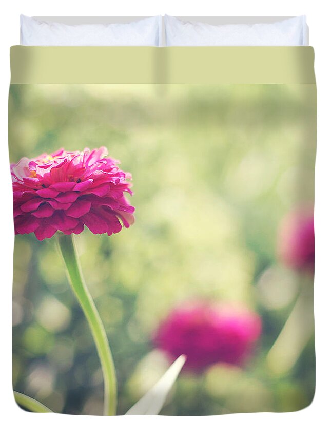 Pink Flowers Duvet Cover featuring the photograph Ophelia by Amy Tyler