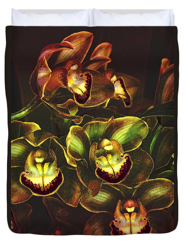 Flowers Duvet Cover featuring the photograph Orchid Hype by Bill and Linda Tiepelman
